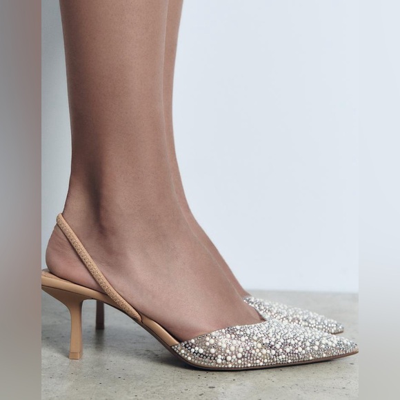 Zara Pearl Rhinestone Heeled Slingbacks ✨ - Picture 9 of 9